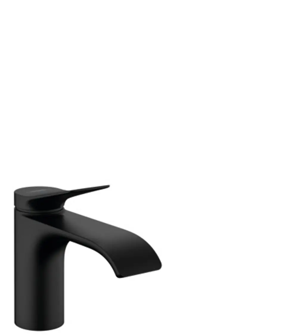 Schwarzes Standventil mit Hebelgriff für Kaltwasser oder vorgemischtes Wasser, entwickelt von Hansgrohe, ohne Ablaufgarnitur.